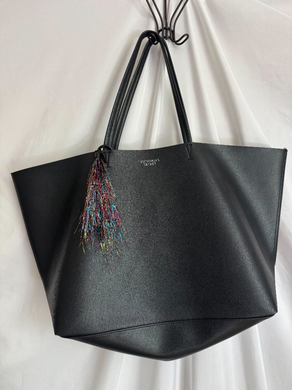 Victoria's Secret XL Faux Leather Weekender Tote with tassel